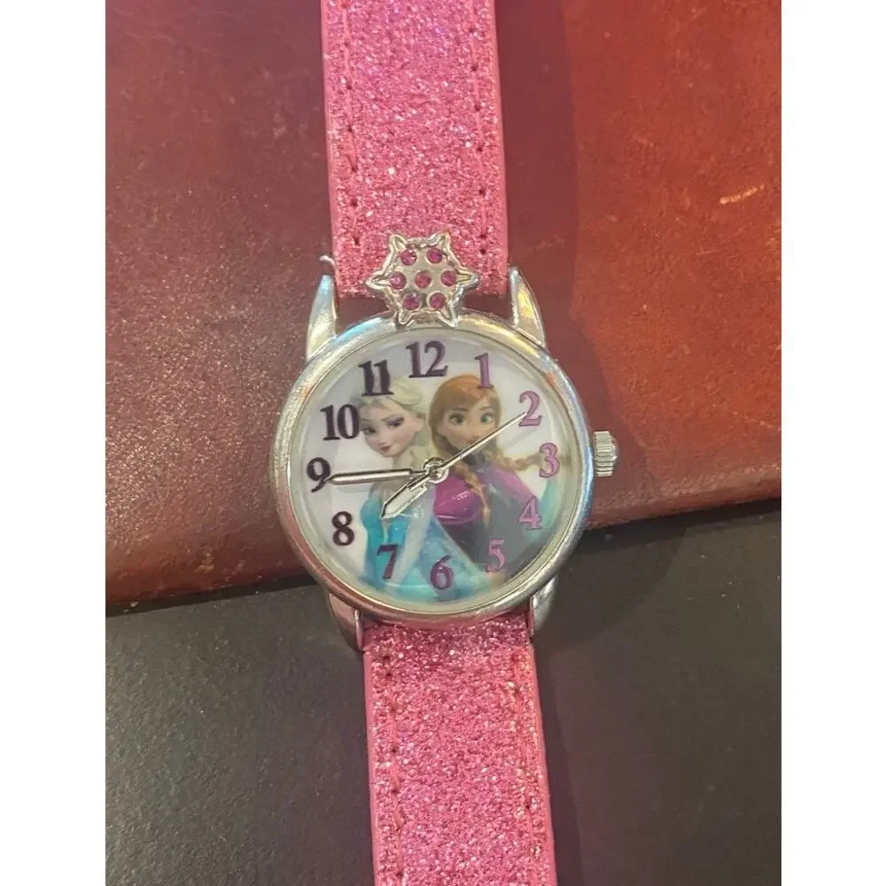 Girl's 26mmm Silver Tone Frozen Disney Watch,  Pink Glitter Band